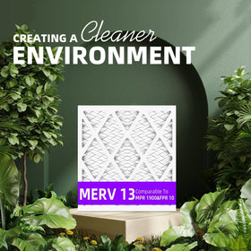Performance chart hinting at MERV 13 efficiency for homes.