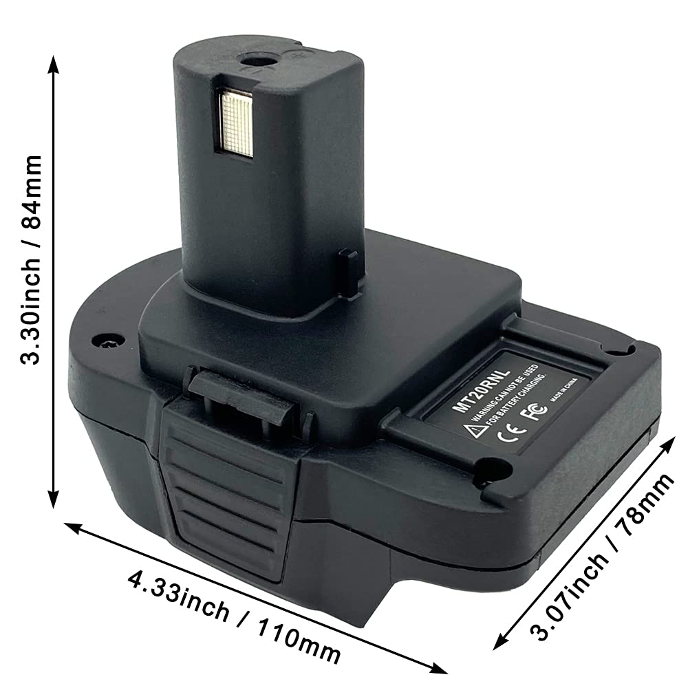 Close-up of Makita 18V battery connection demonstrating Ryobi compatibility with QINIZX