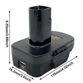 QINIZX adapter connected with Dewalt 20V Max and Milwaukee compatibility.