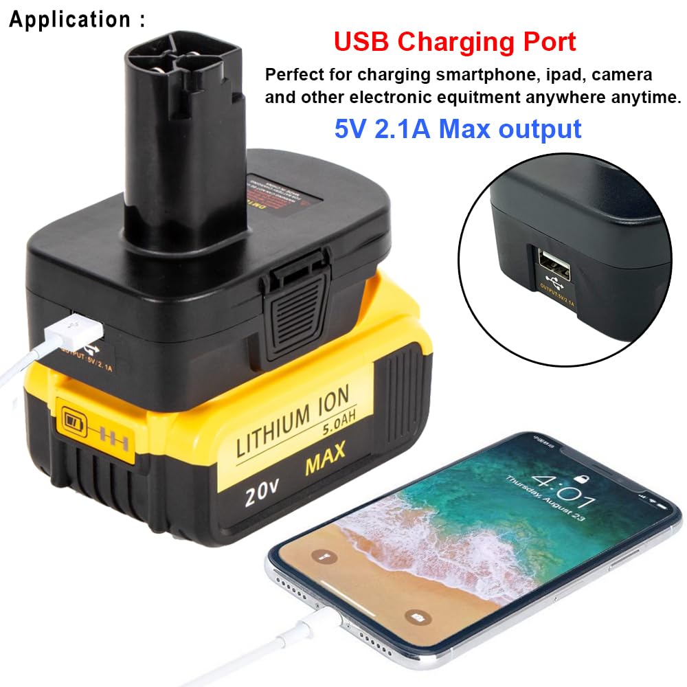 QINIZX USB Battery Adapter in use inside a Craftsman 19.2V tool.
