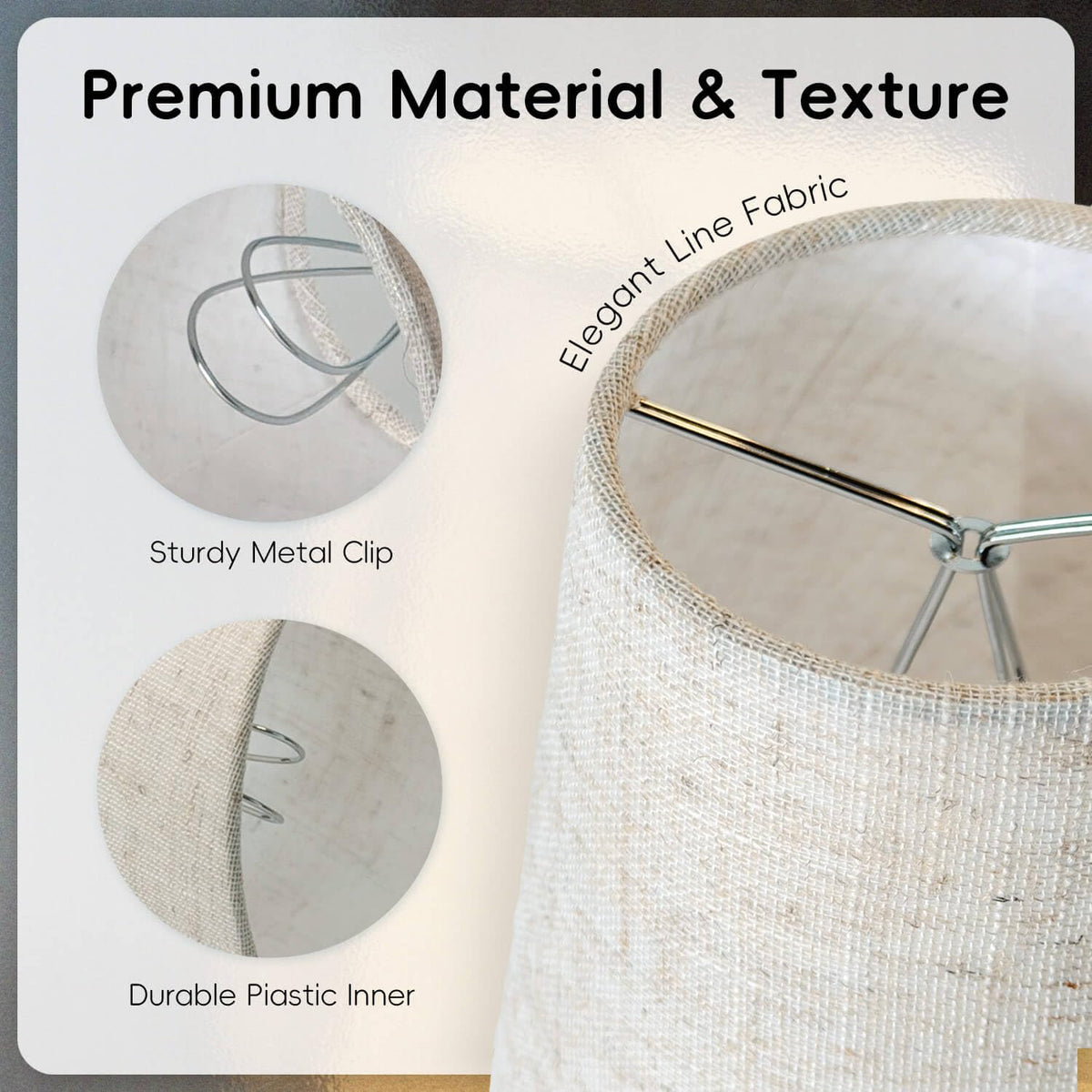 Qintan beige linen lampshade ideal for table lamps and walls.