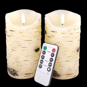 Qinxiang flameless candles birch-bark ivory finish, 2-pack for safe ambiance.