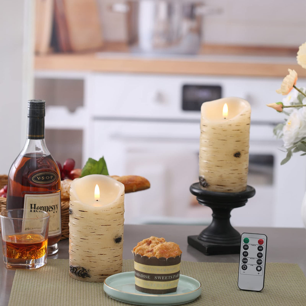 Qinxiang 10-key remote control for easy multi-candle operation.