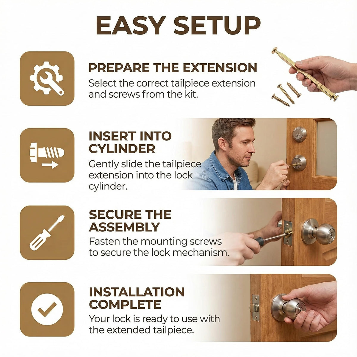 QIPAKLT front door use illustrating seamless deadbolt extension.
