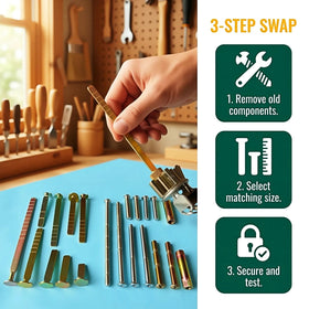 QIPAKLT tailpiece replacements align deadbolts on deep frames.