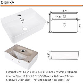 QISHKA porcelain ceramic surface resists stains and soap scum for easy maintenance.