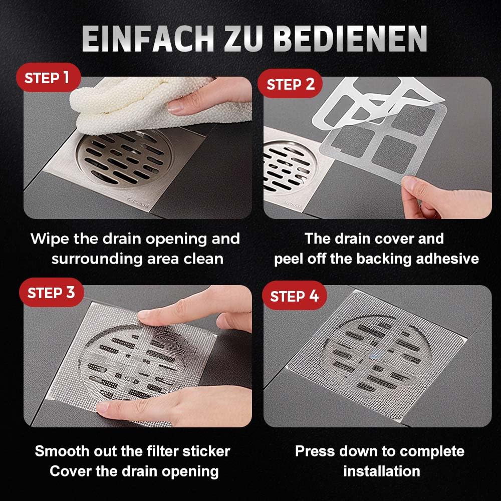 QITELL shower drain catcher shown in a bathroom setup for a tidy floor.