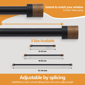 QITERI bedroom setup featuring wood-toned rod for a warm ambiance.