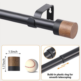 QITERI heavy-duty 1-inch rod supports light to heavy curtains securely.