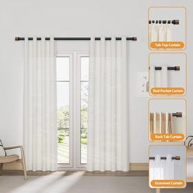 QITERI living room arrangement using coordinated curtain hardware.