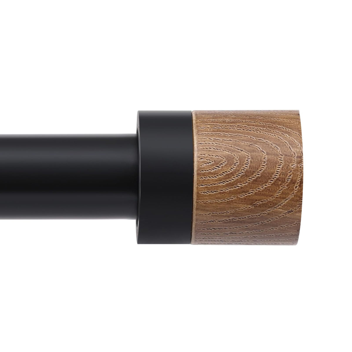 QITERI wood curtain rod with telescoping design for adjustable window sizes.