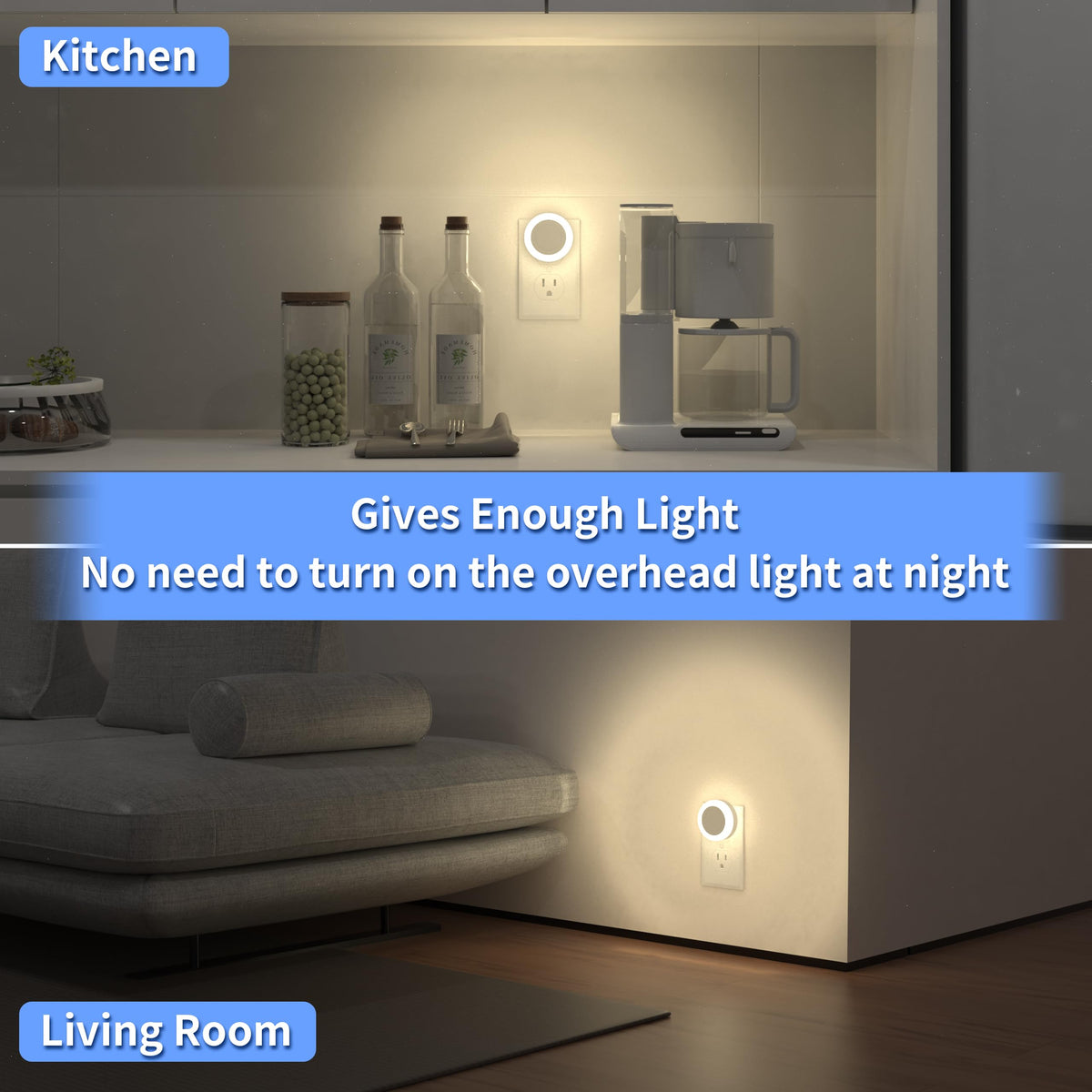 QITIM ETL-listed night light with energy-efficient 1W operation.