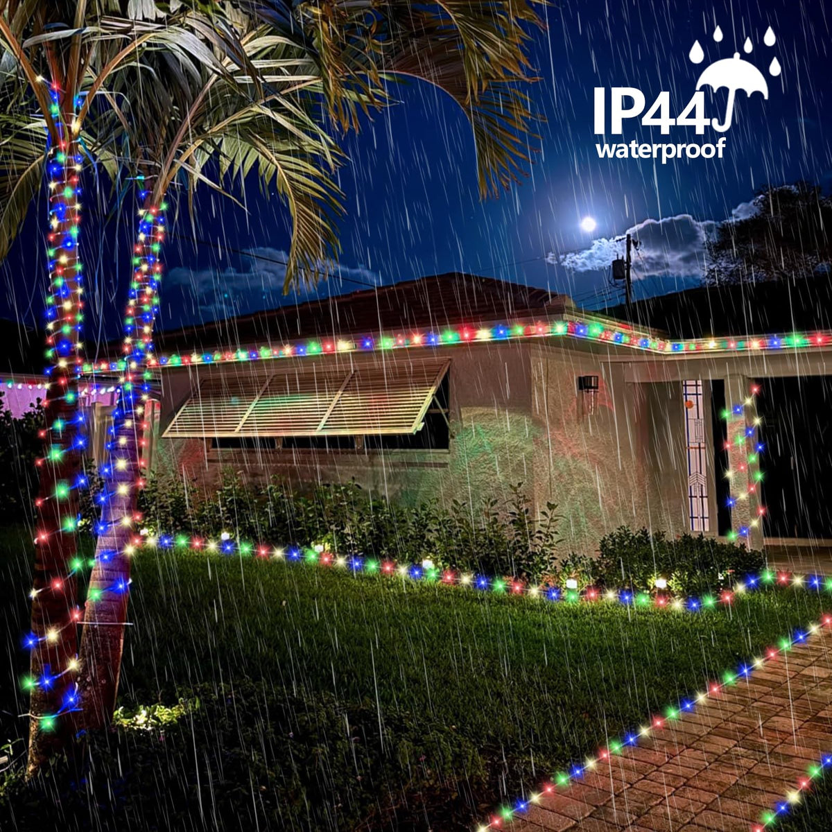QITONG 33ft rope lights provide long-range decorative glow for exteriors.