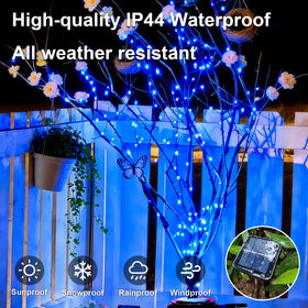 QITONG blue solar fairy lights energy-efficient outdoor decor with sun-powered operation.