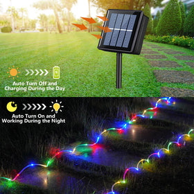 QITONG solar panel and stakes enable simple nightly illumination.