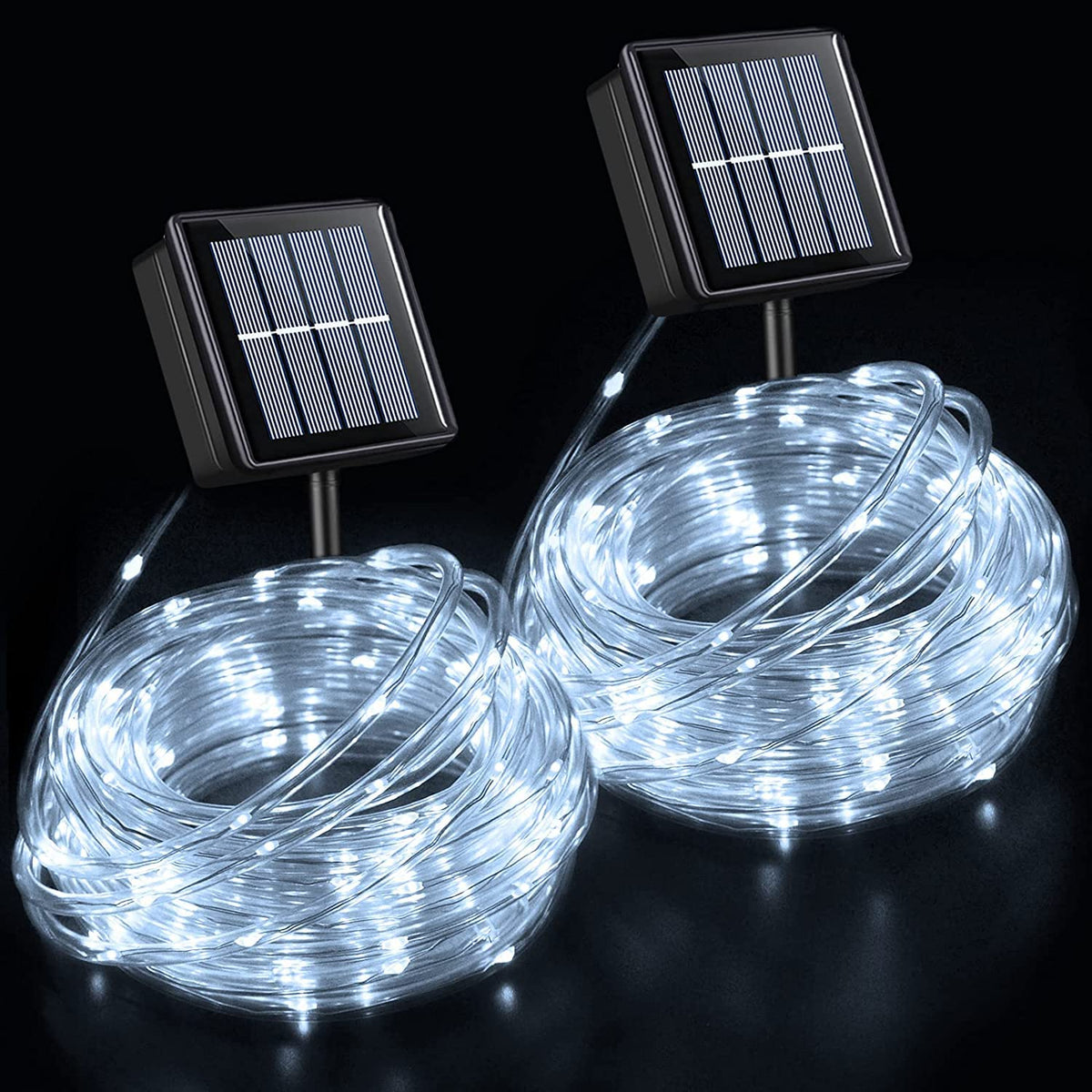 QITONG solar rope light 33ft 100 LEDs for outdoor ambience.