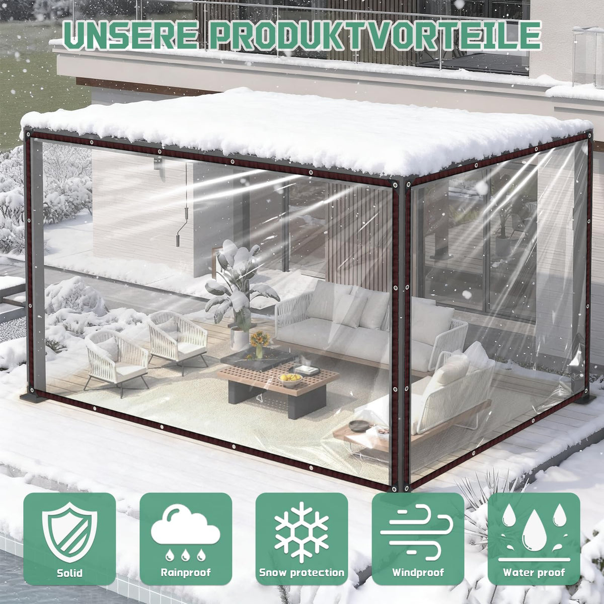 QIVNLUMU Heavy-duty clear tarp showing durability with 8mil vinyl