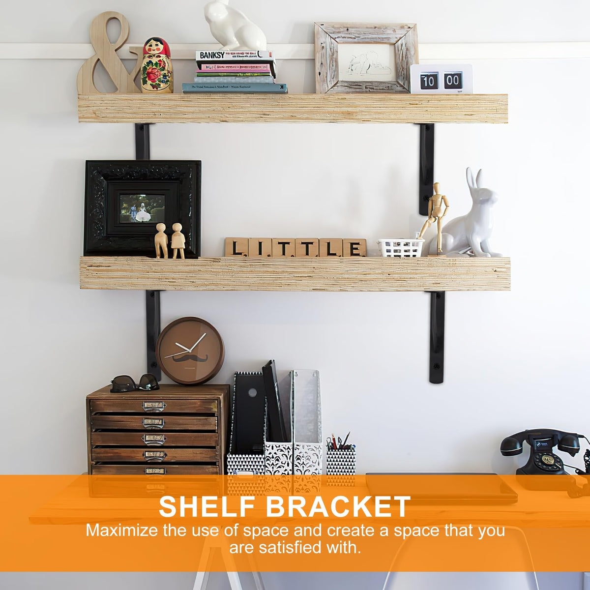 Qiwuhai concealed-floating brackets create a near-invisible shelf support.