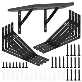 Qiwuhai heavy-duty shelf brackets 8-pack with screws for sturdy shelves.