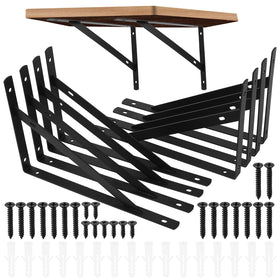 qiwuhai heavy-duty shelf brackets front view show sturdy triangular support for heavy shelves