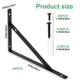 qiwuhai heavy-duty shelf brackets side view demonstrate hidden floating support under a wood shelf