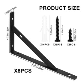 Qiwuhai iron L-shaped wall brackets shown on a wall for strong support.