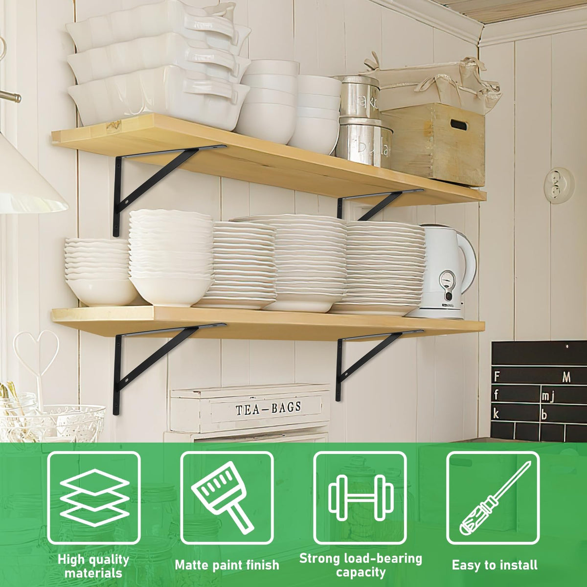 qiwuhai wood shelf display with brackets demonstrates versatile room organization