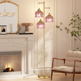 QIYIZM brass tree floor lamp shade emphasizes elegant mid century design.