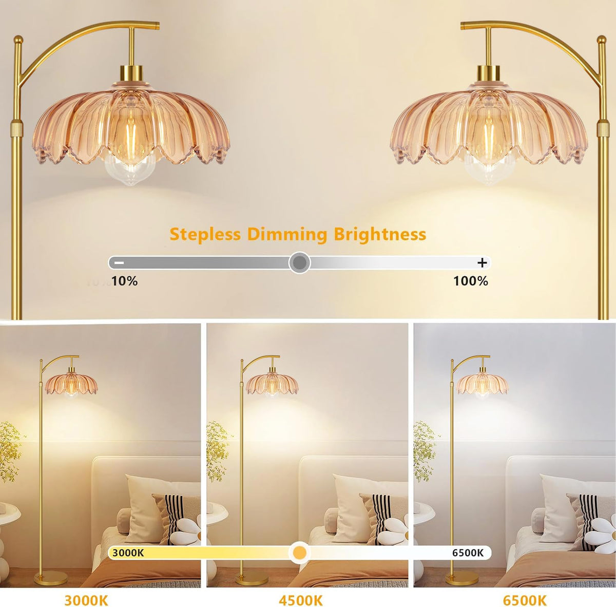 QIYIZM brass tall lamp with foot switch for hands free operation