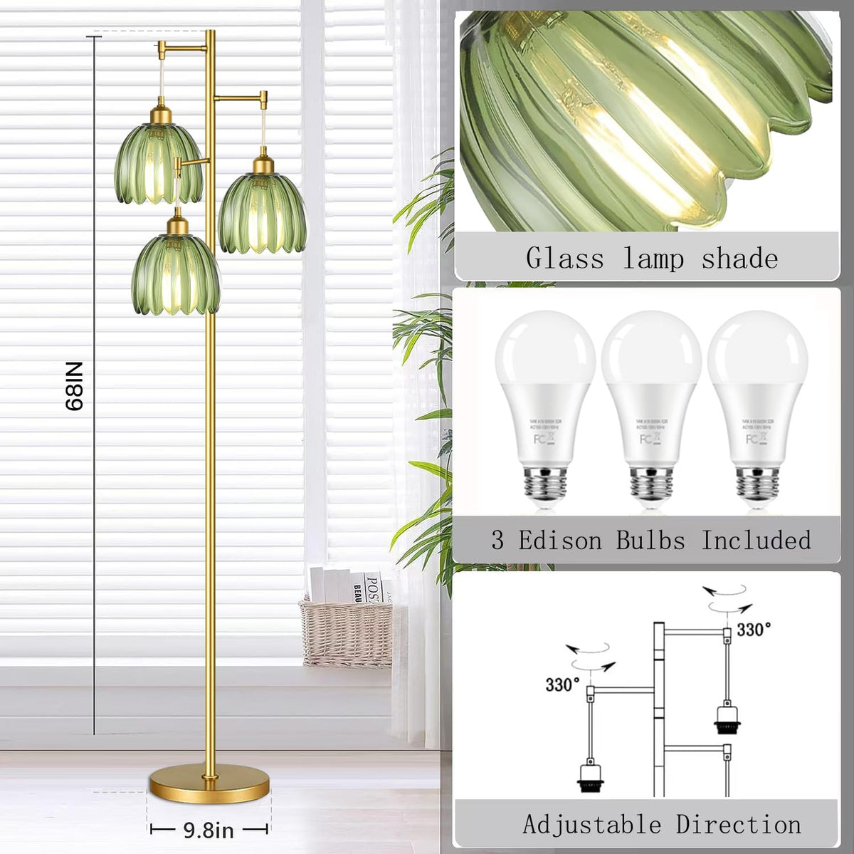 QIYIZM gold lamp complements Boho and farmhouse decor in living rooms