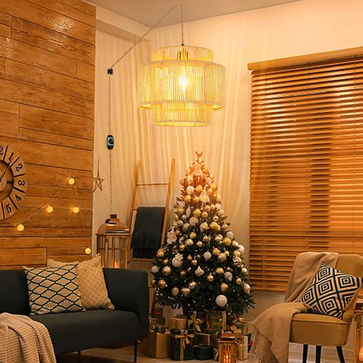 QIYIZM living room setup shows a romantic, cozy atmosphere with downward illumination.