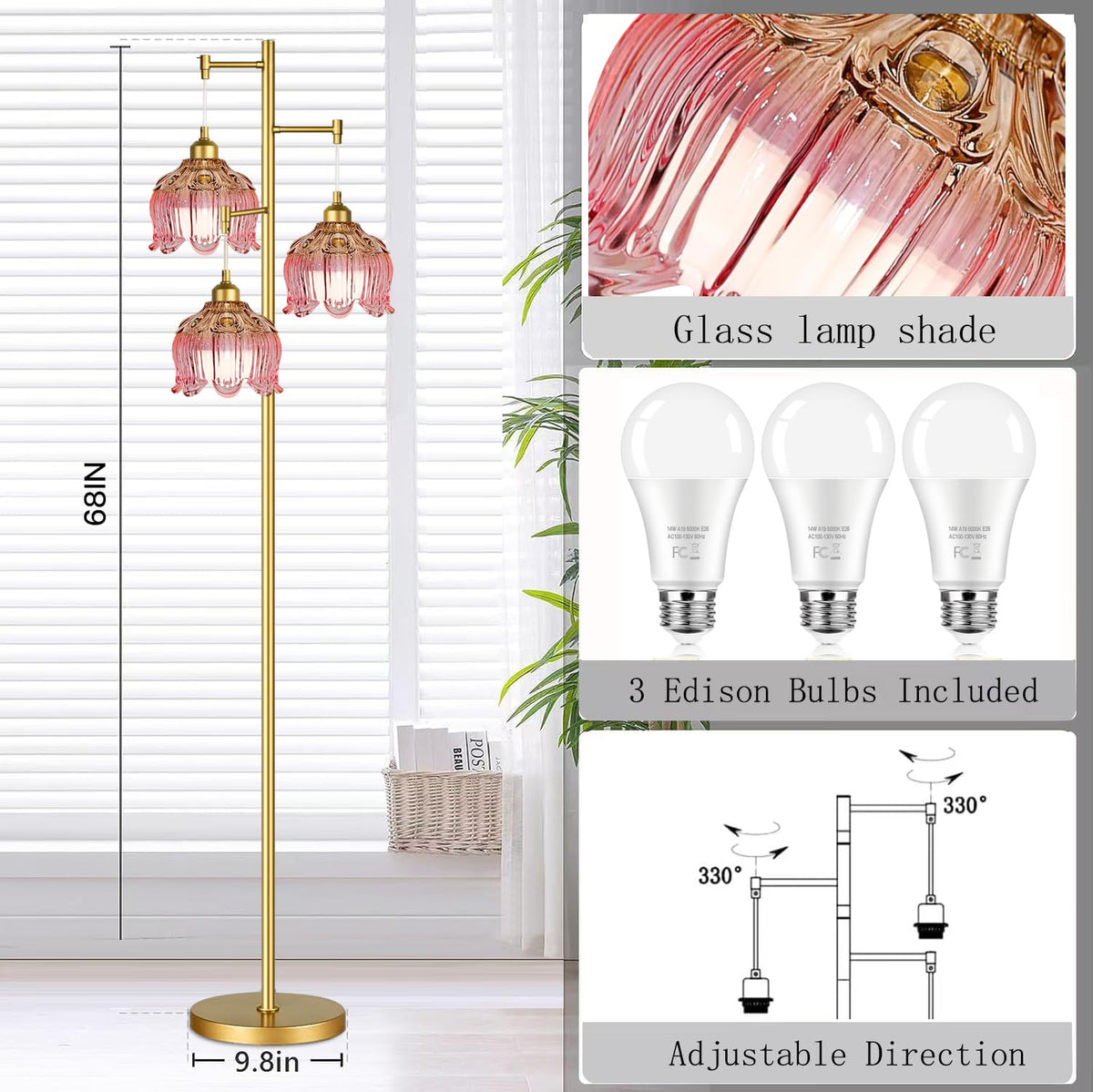 QIYIZM pink lampshade detail enhances decorative appeal and style.