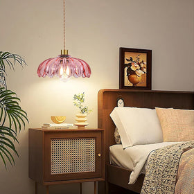 QIYIZM pink plug-in pendant includes 6W dimmable Edison bulb for easy setup