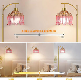 QIYIZM stained-glass flower shade provides soft color and decorative focal point.