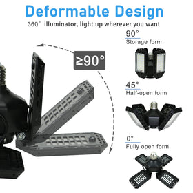 QiyuanLS deformable LED ceiling light 150W delivers bright, energy-efficient garage illumination.