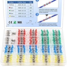 Qizpcer 350pcs solder seal connectors kit for versatile wiring projects.