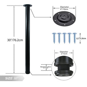 QLLY adjustable desk leg 30-inch black side view highlights sleek metal profile