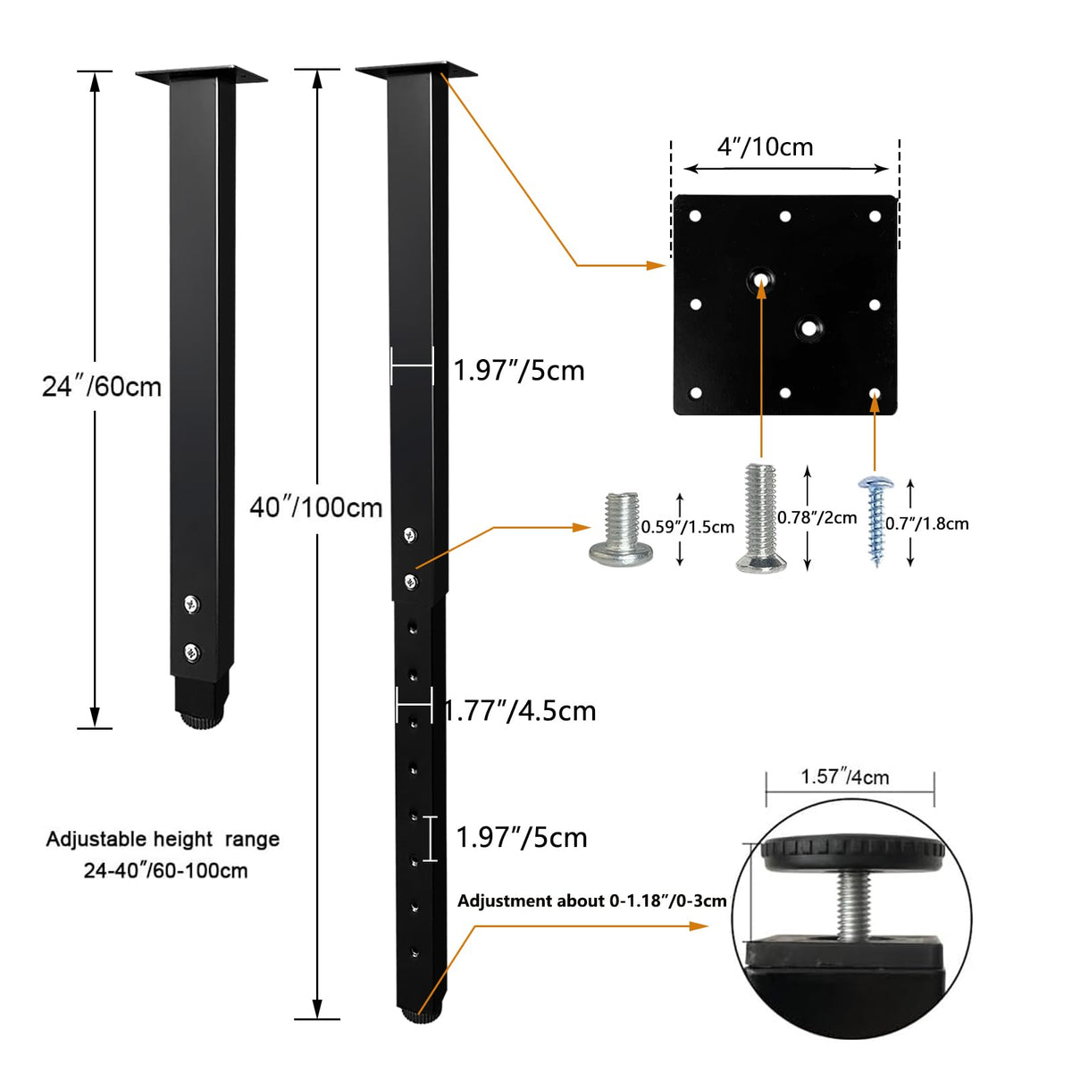 QLLY table leg bottom screw mechanism enables quick height tweaks