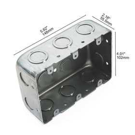 QLVILY three-gang box side view showing mounting depth for secure installation.