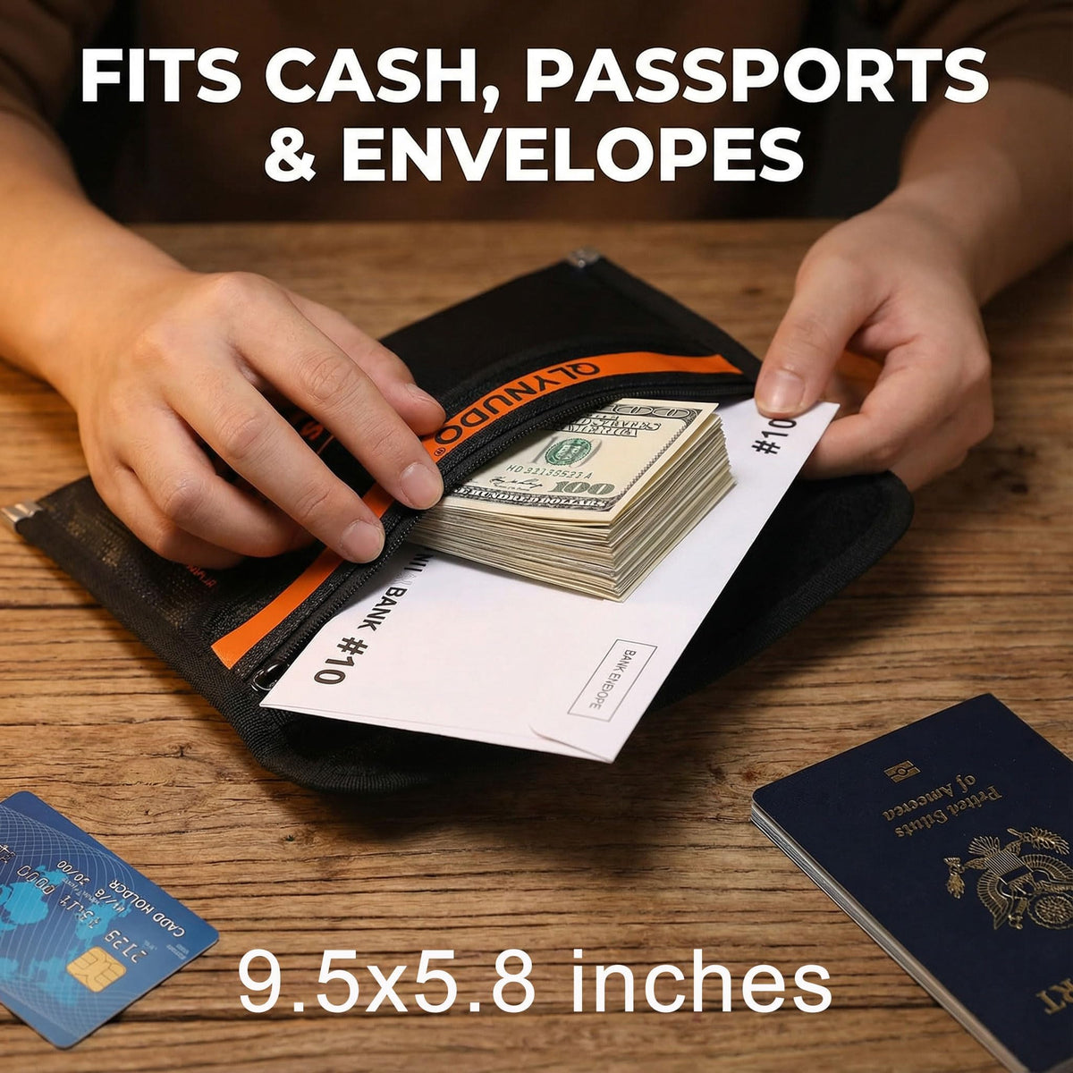 QLYNUDO passport storage ready, ideal for travel documents and valuables.