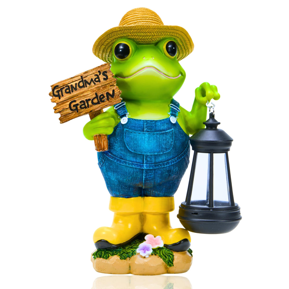 Qmaggice frog statue displayed on a porch for inviting curb appeal