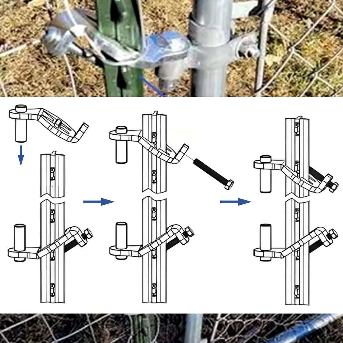 QMARK chain-link fence hinges enable quick installation.