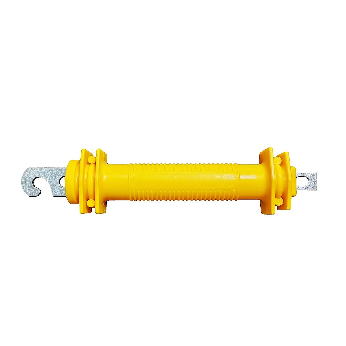 QMARK yellow ergonomic grip handle designed for comfortable operation on fences.