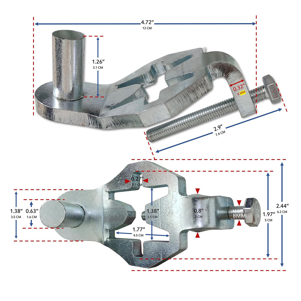 QMARK galvanized steel fence hinges designed for wall mounting.