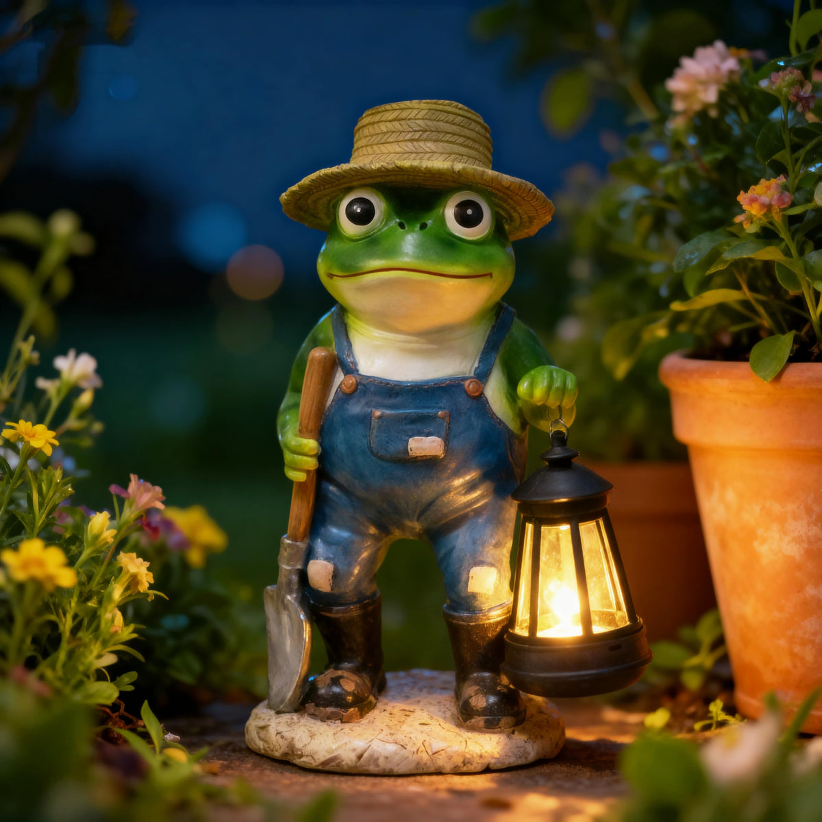 QMYPEACE 11-inch solar frog garden decor glows with sun-powered warmth