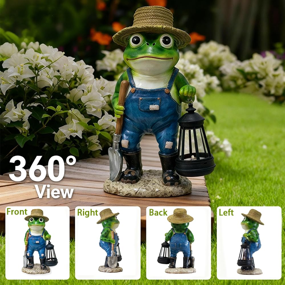 QMYPEACE outdoor resin frog light stands up to rain and snow