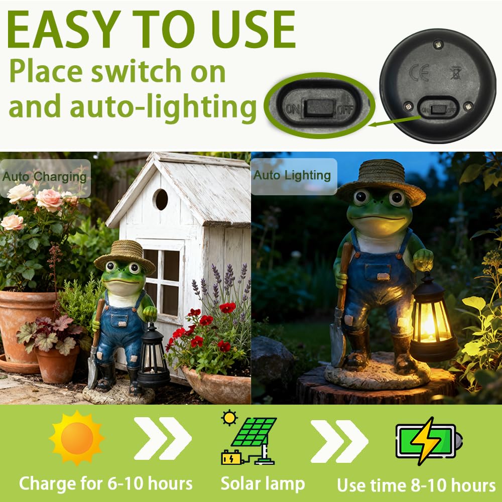 QMYPEACE solar panel powered frog light provides energy-efficient glow for yards