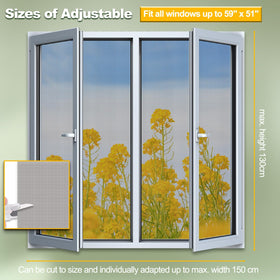 QNFANN window screen installs without drilling using 12 magnet modules.