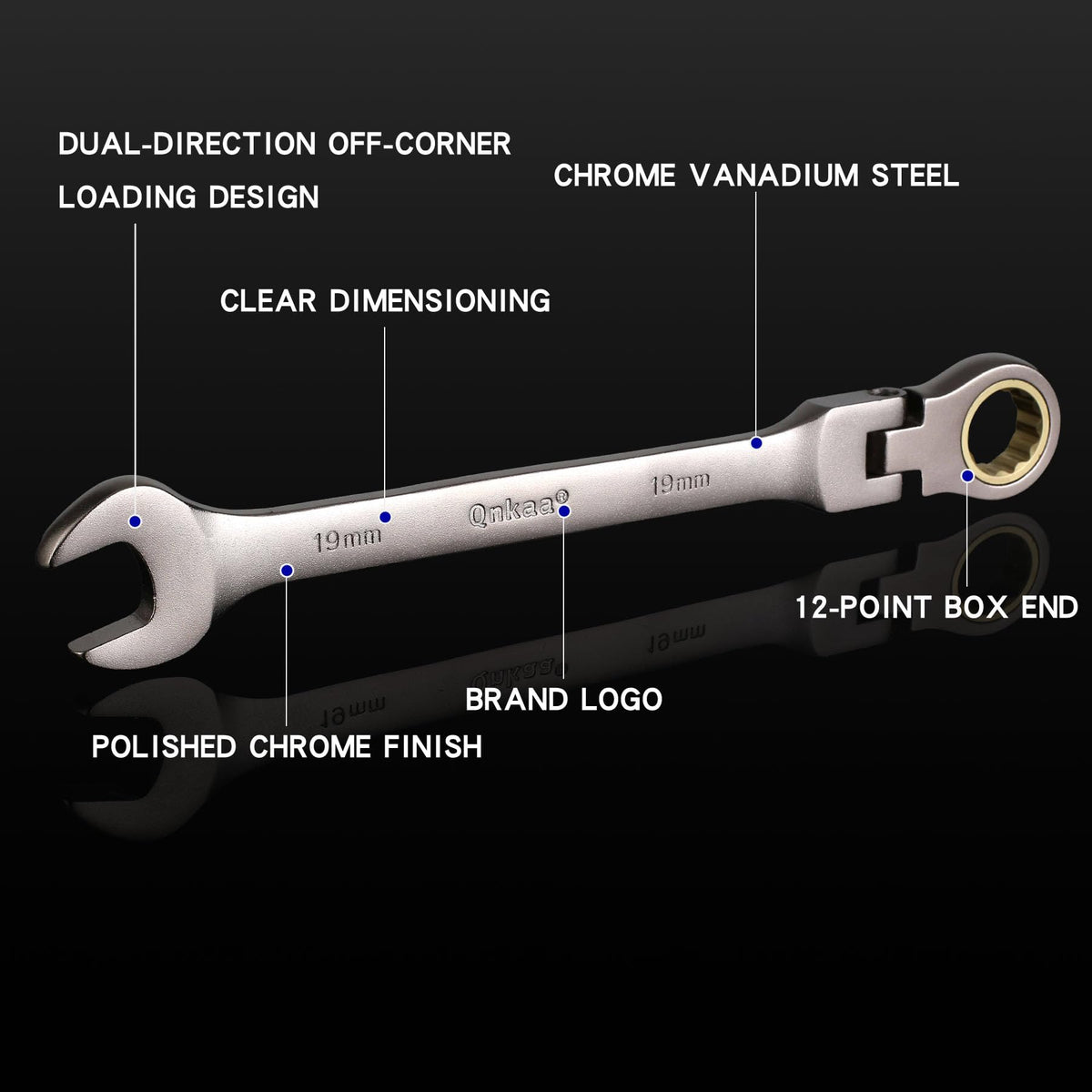 Qnkaa high chrome vanadium steel wrenches resist wear and corrosion.