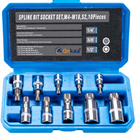 Qnkaa spline socket set with square triple tips for durable automotive repairs.